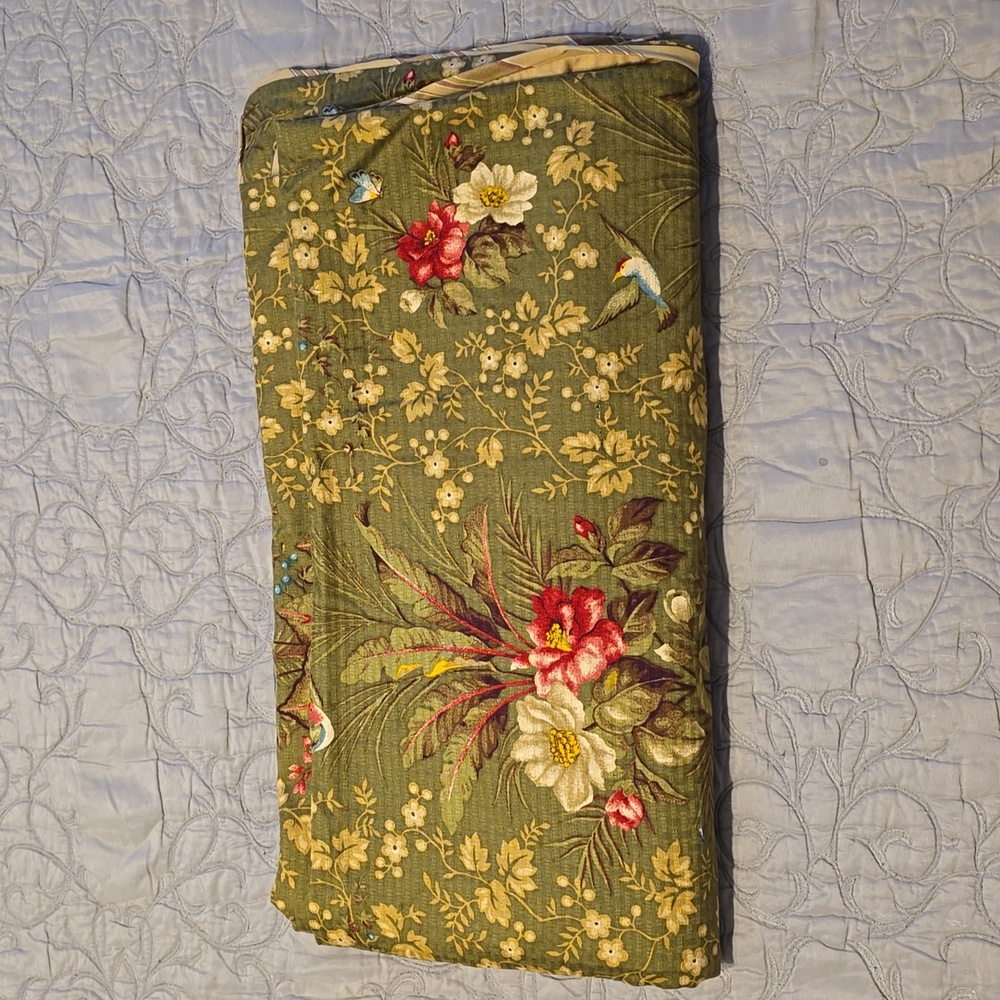 Charter Club Reversible Duvet Full-Queen Green Multi Floral Hummingbird Tropical